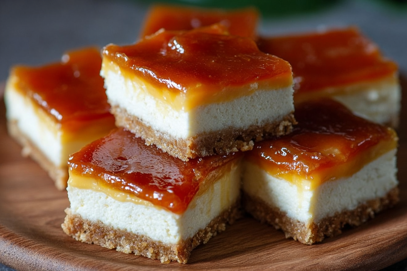 Peach Caramel Cheesecake Bars