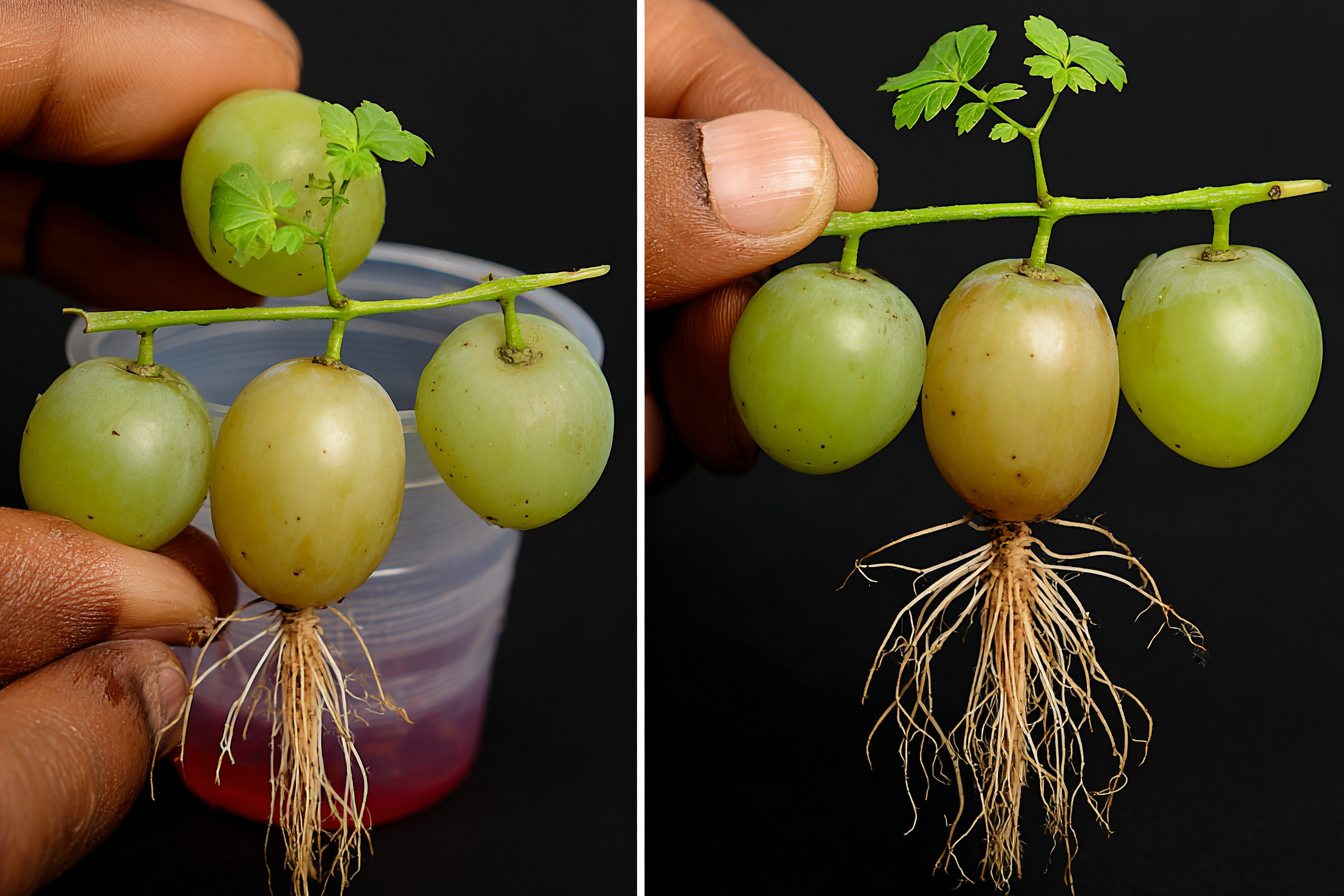Growing plants in grapes