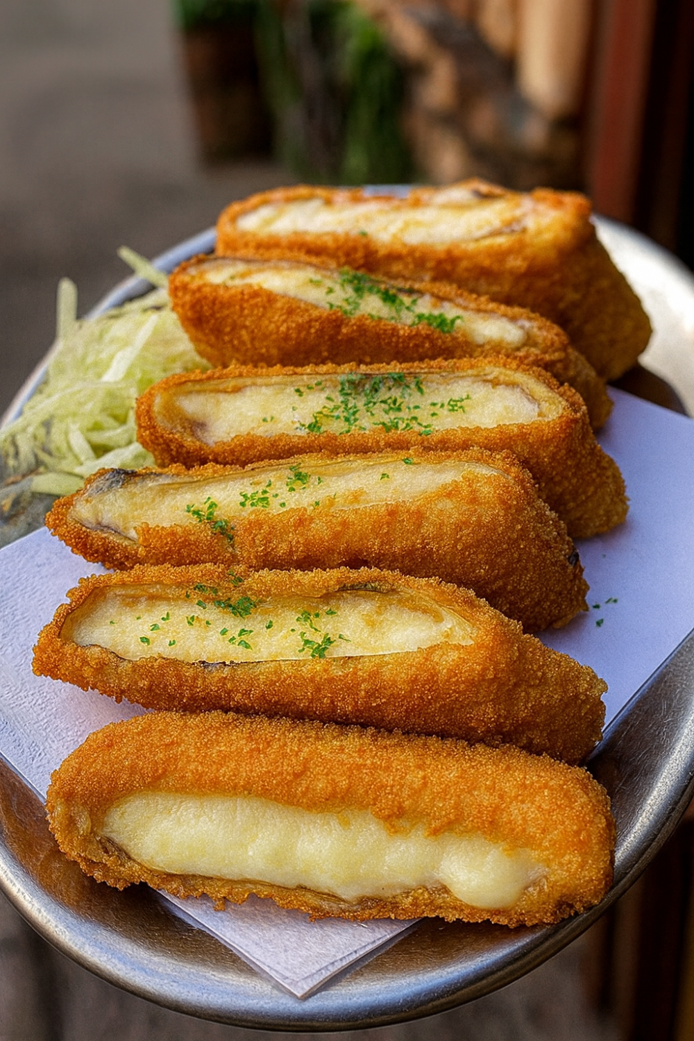 breaded stuffed eggplants with cheese