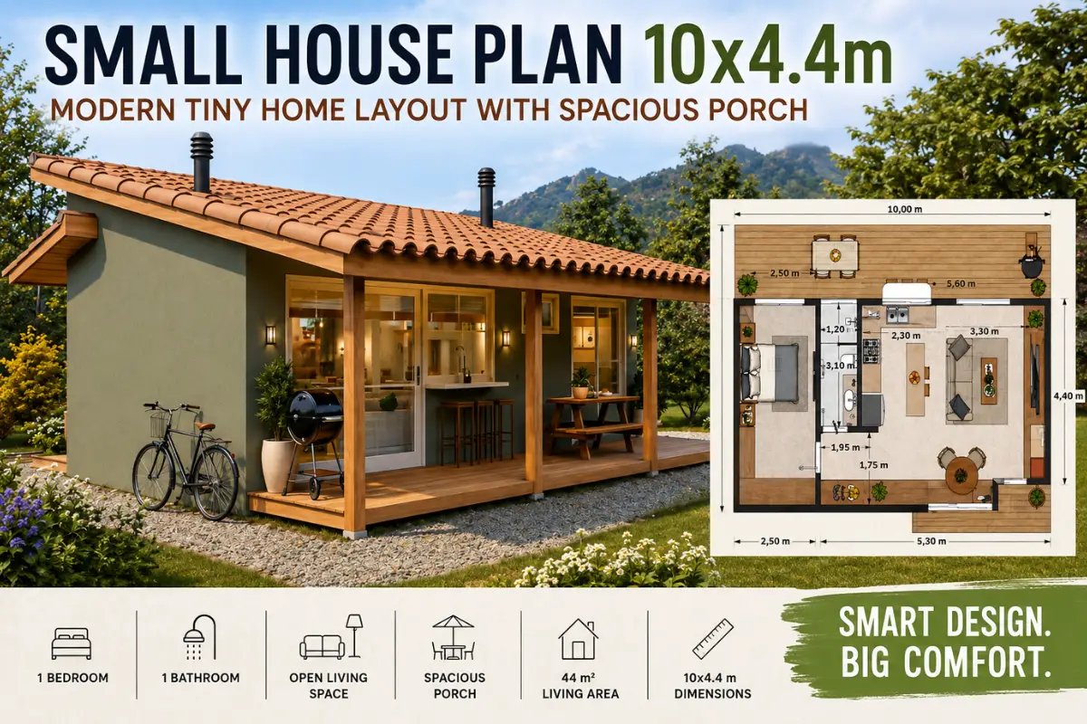 small house plan 10x4.4m